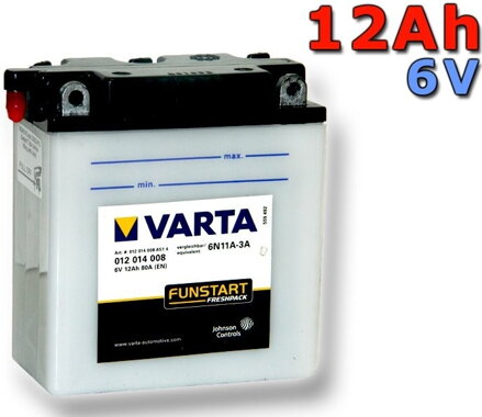 MOTOBATERIE VARTA  6N11-3A , 6N11A-3A , 12Ah, 6V, 012 014 008 310 