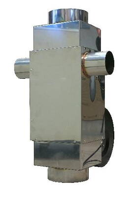 Teplovzdušný výměník 450 m³ / h, rekuperator na kouřovod, výměník s ventilátorem
