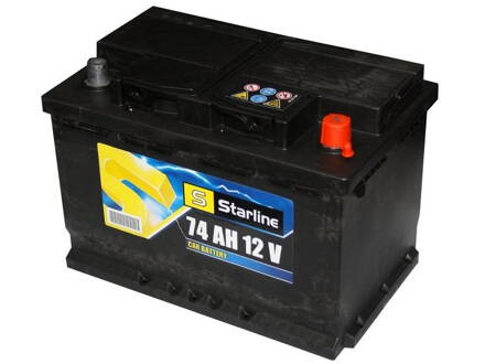 Autobaterie Starline 74Ah 680A  278x175x190 PRAVÁ, s.p.680A, StarLine 12V 74Ah 680A, SL 74P